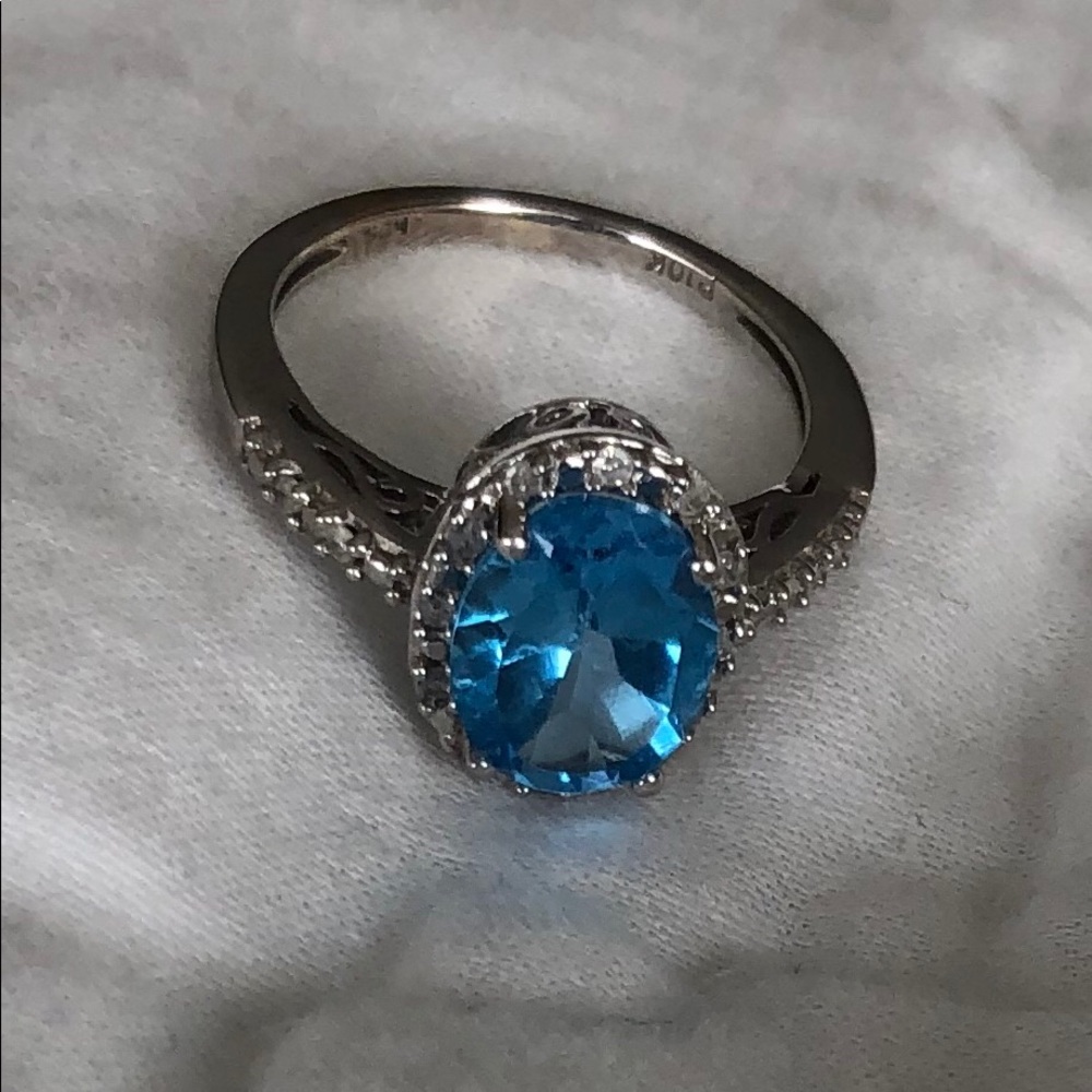 Swarovski Crystal and light sapphire ring 5.5 - Picture 3 of 8